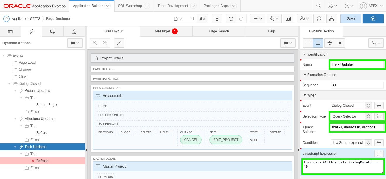 Edit Dynamic Action Attributes