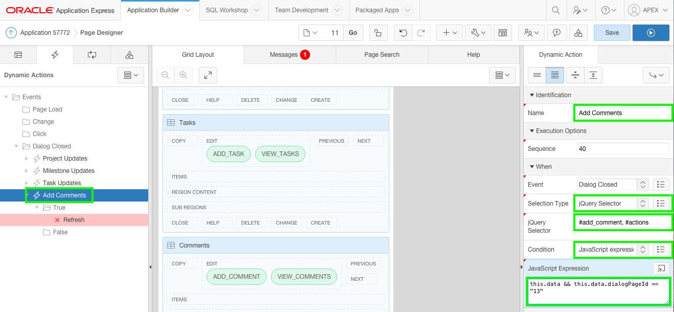 Create Dynamic Action