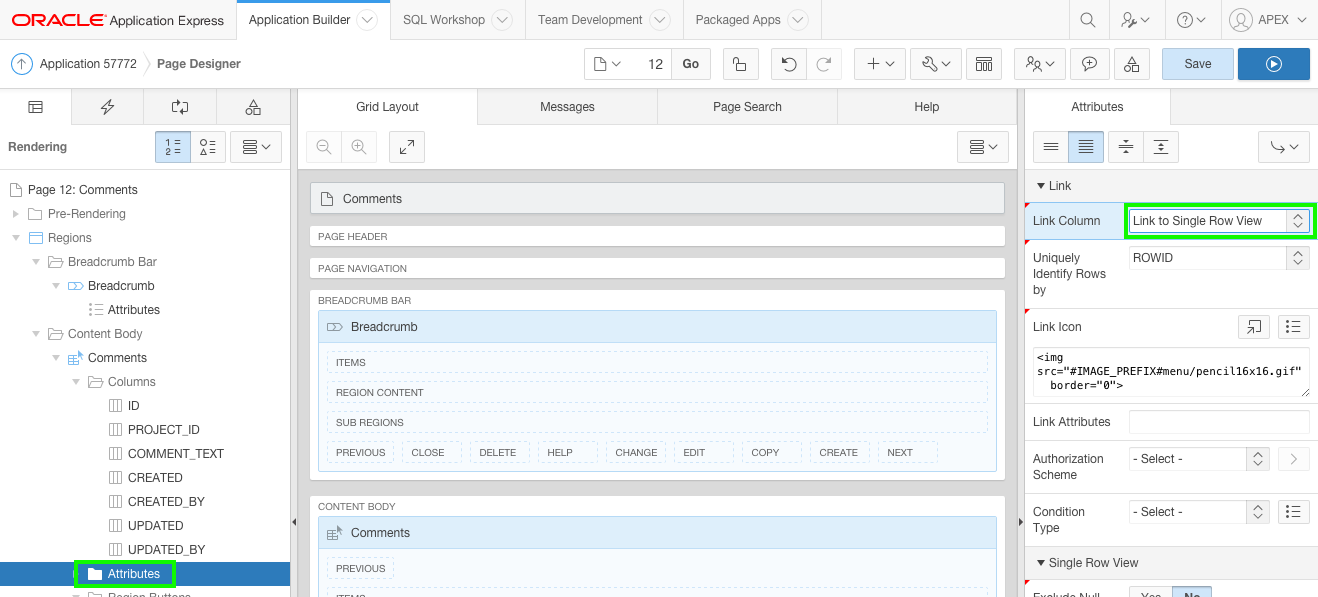 Update Region Attributes