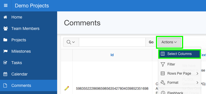 Runtime - Select Columns