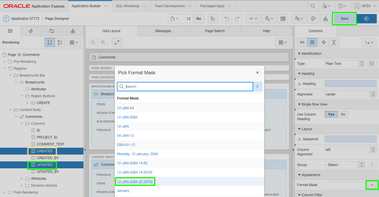 Set Column Attributes