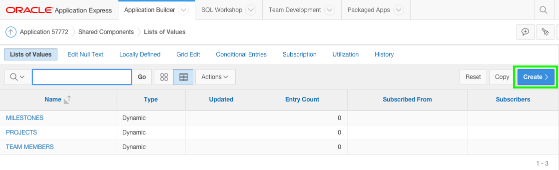 Create List of Values