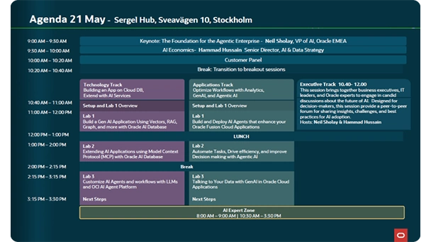 Oracle AI Experience Stockholm Agenda