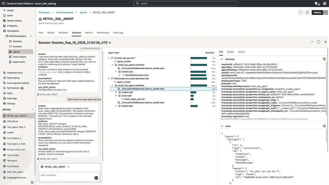 Agent session monitor view