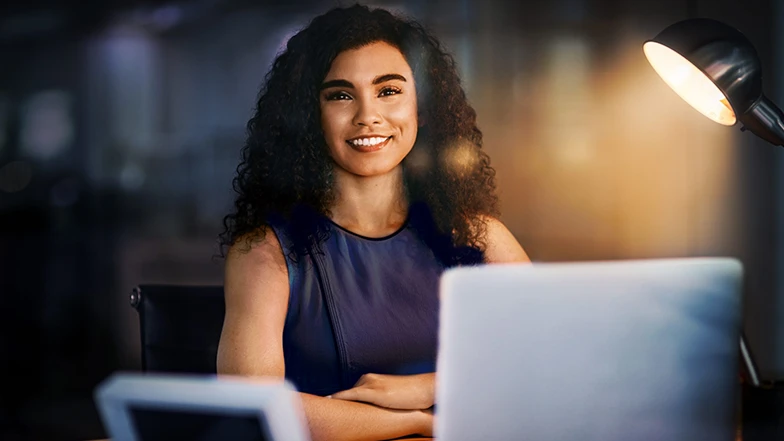 woman in front of computer