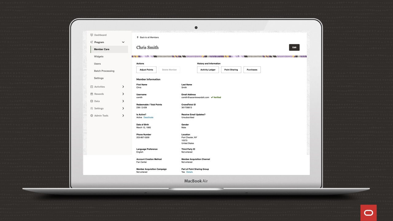 Portale dei membri del programma fedeltà 