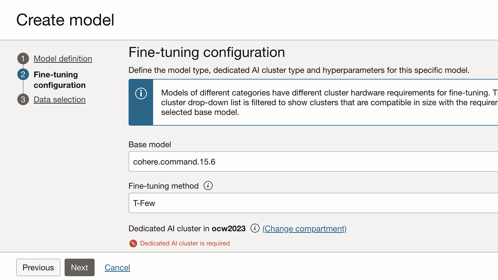 Vista de sección de configuración de ajuste, detalles a continuación