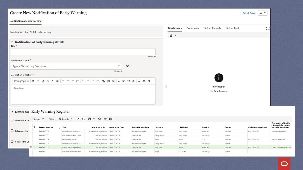 Early warnings and action management