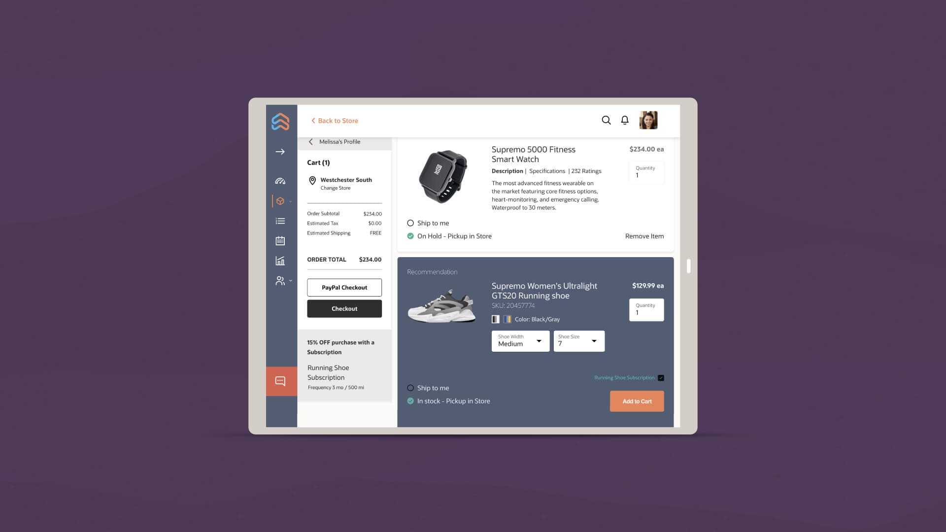 Exemple d'écran de paiement