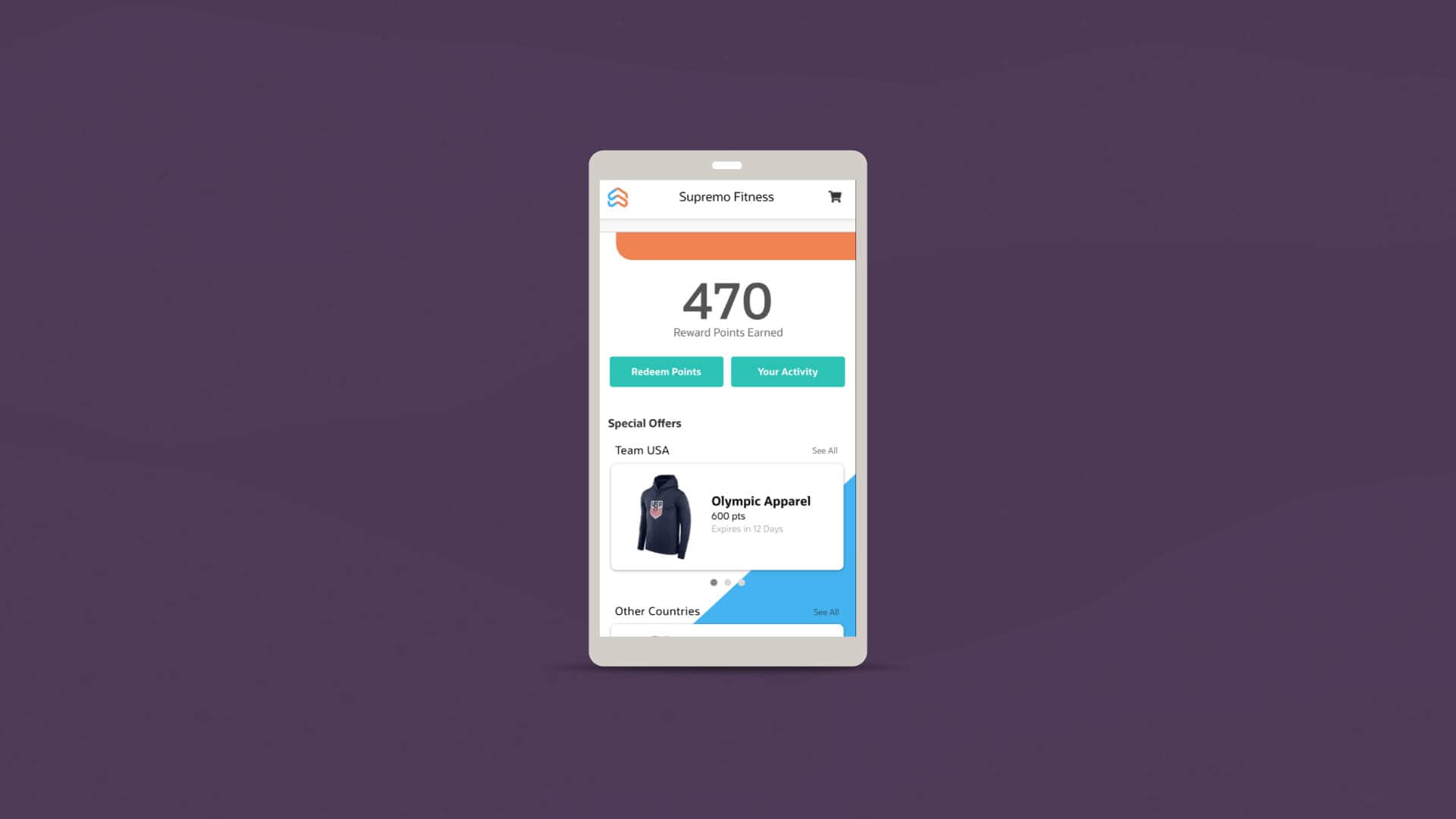 Exemple d'écran d'offres spéciales et de fidélité