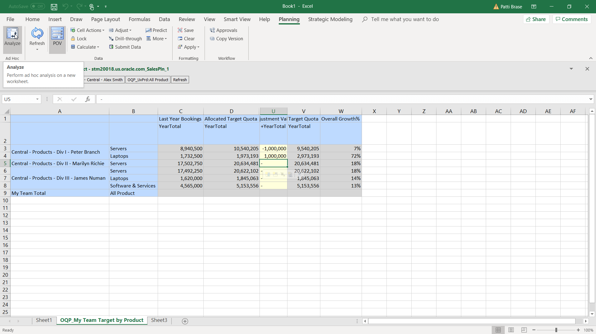 sales planning Microsoft Office connection