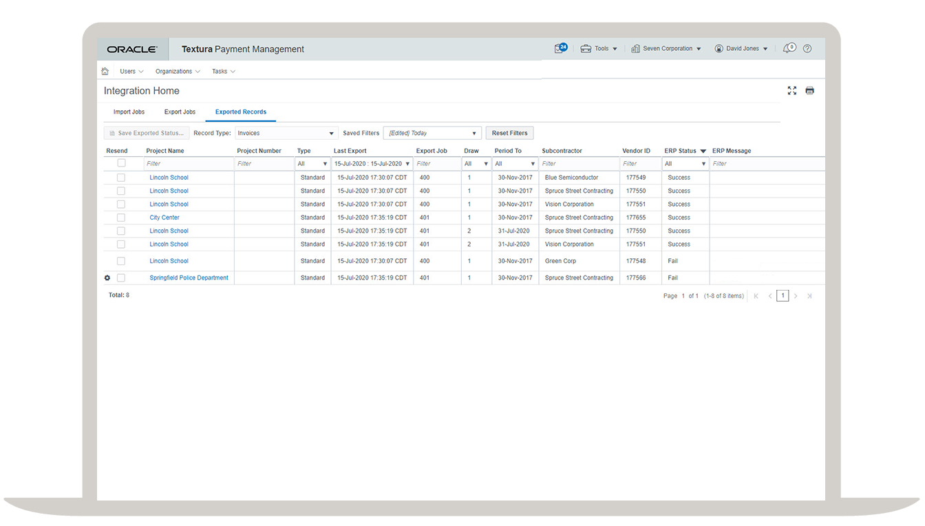Oracle Textura Payment Management and Integration screenshot