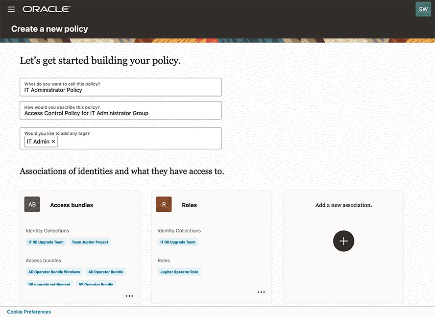 Access Governance features Oracle