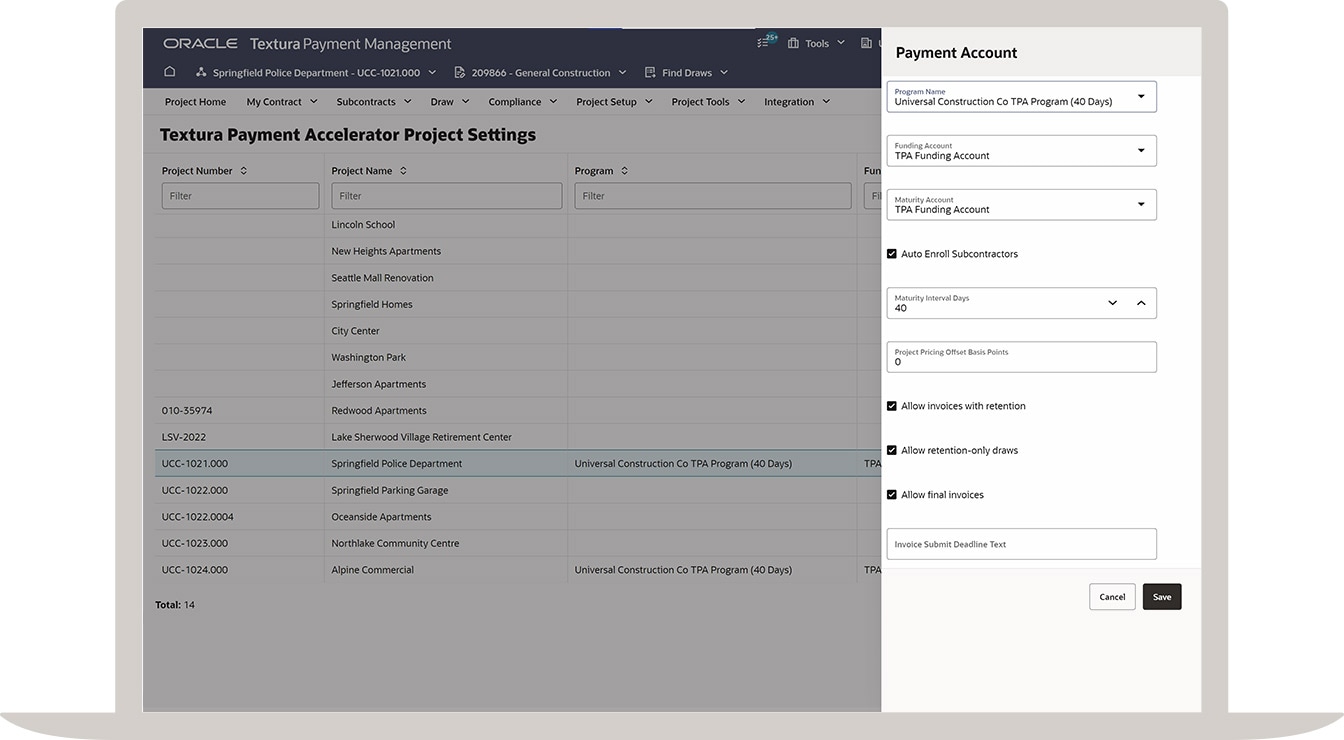 Figure 5 Enable accelerated payment programs screenshot