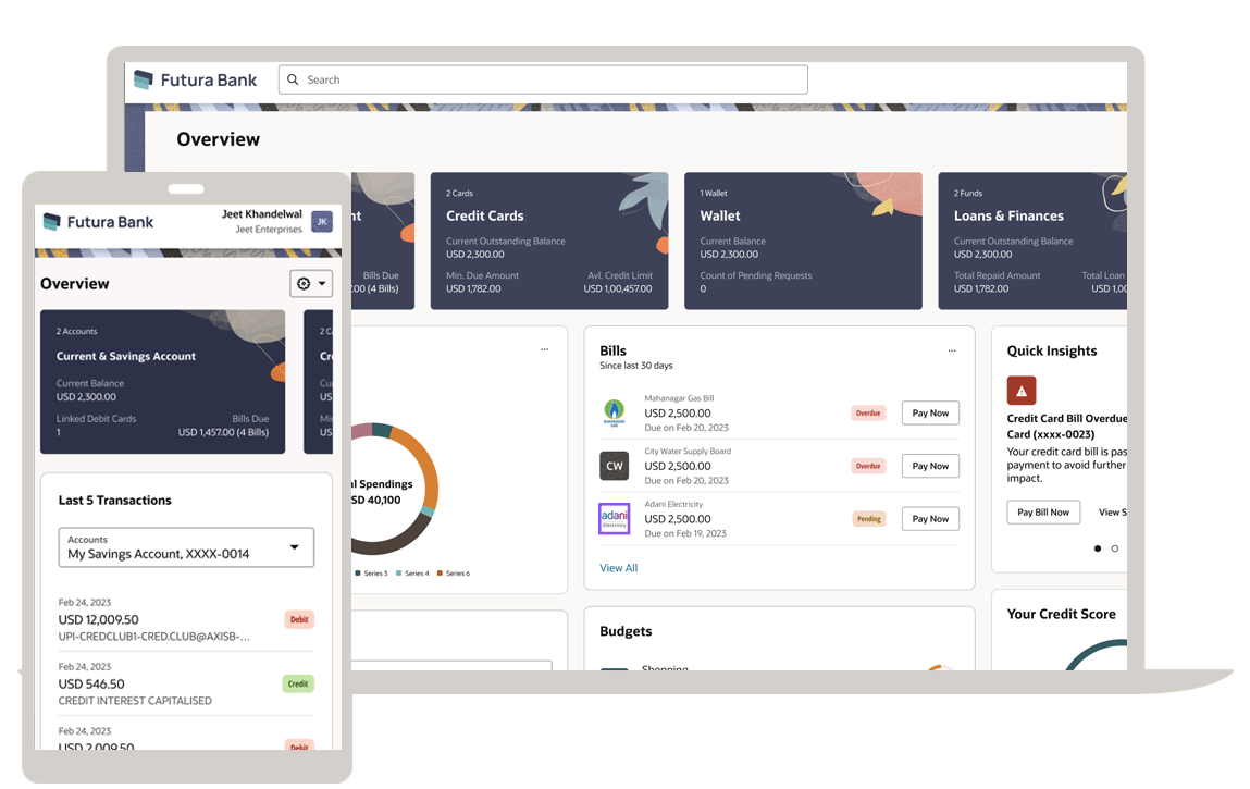 Retail banking screenshot