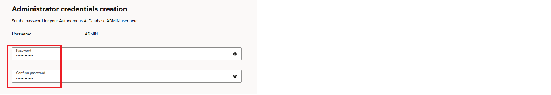 Screenshot of Oracle Autonomous Cloud database creation button