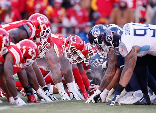 The Kansas City Chiefs, left, defeated the Tennessee Titans to make their first Super Bowl appearance since 1970