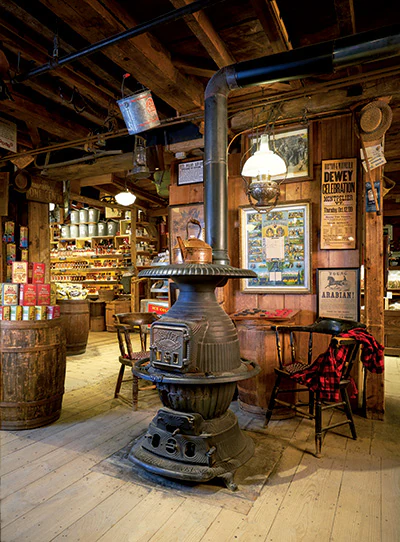 The cozy interior of The Vermont Country Store calls to mind when neighbors gathered to warm up a while, have a bite to eat, and share the news of the day.