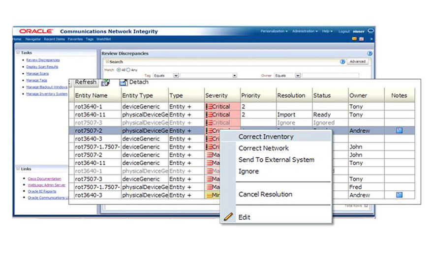 Network Integrity Network Reconciliation Oracle