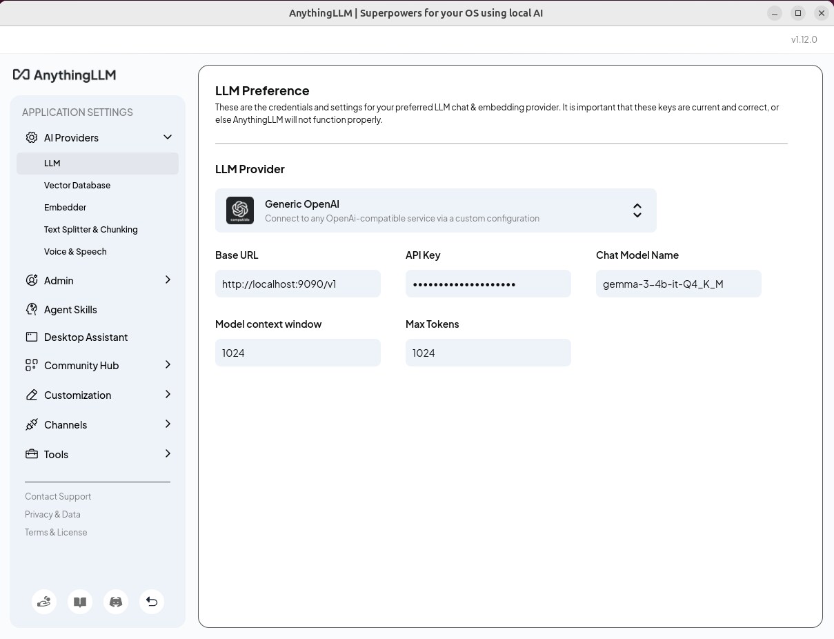 AnythingLLM configuration