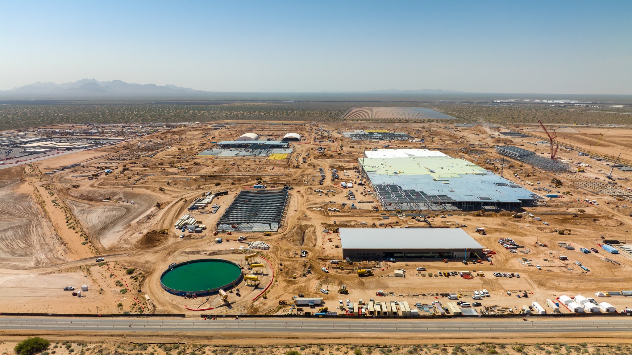 Aerial view of a campus construction site