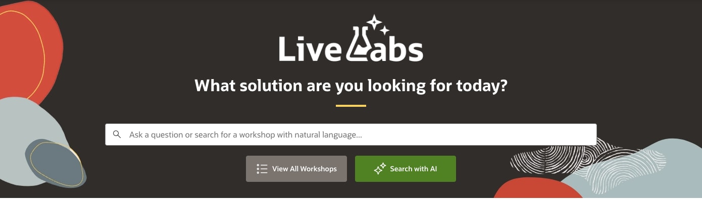 LiveLabs search page for finding workshops