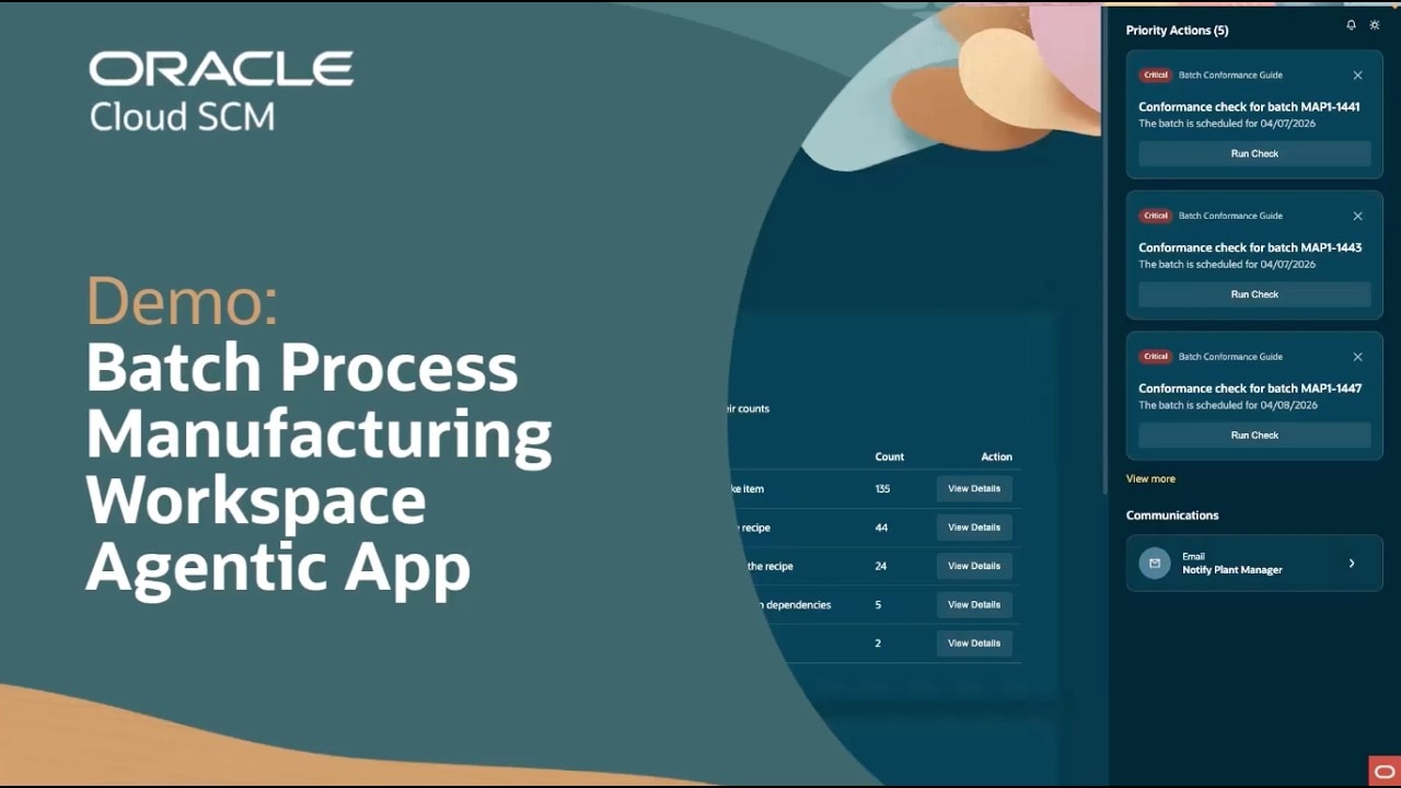 Thumbnail image for Batch Process Manufacturing Workspace Agentic App