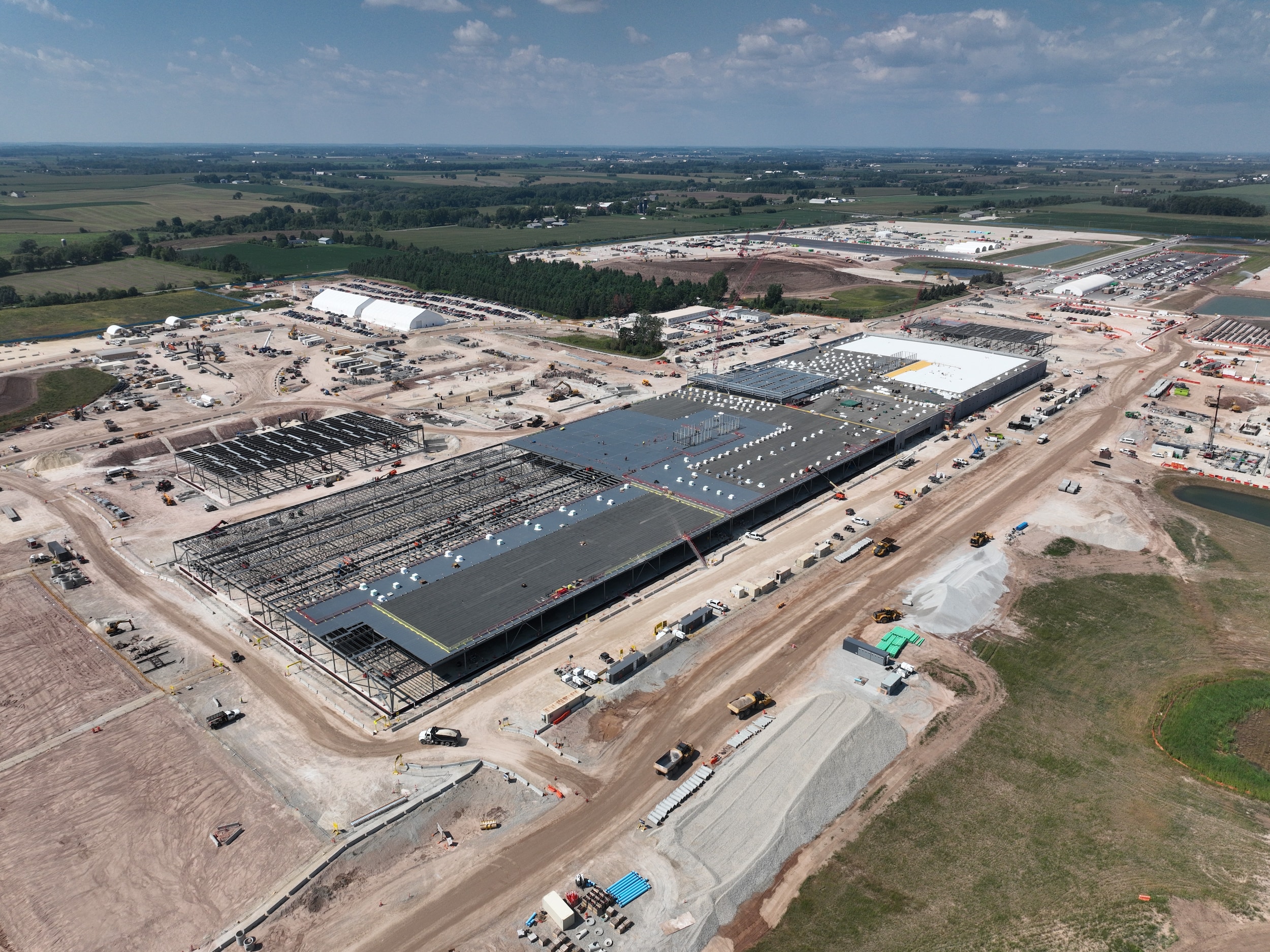 Aerial view of Port Washington data hall construction site