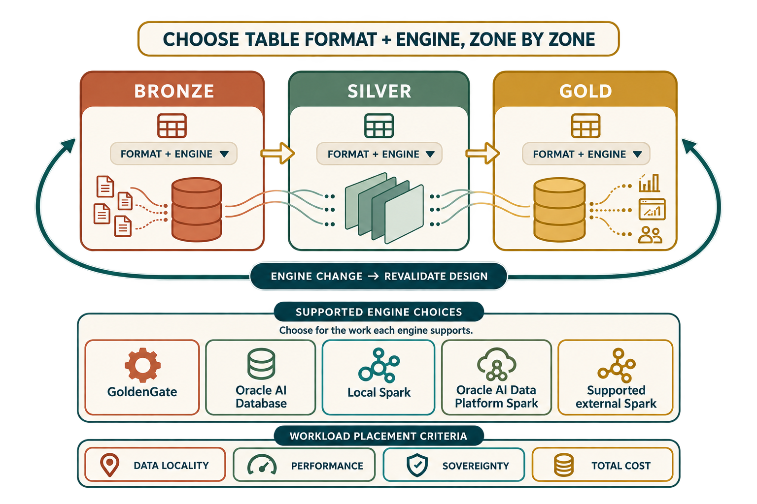 Diagram of zone-by-zone engine placement across bronze, silver, and gold tiers
