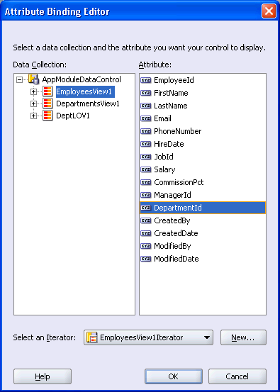 Screenshot of Attribute Binding Editor