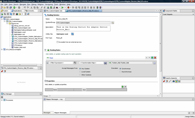 The routing service including a routing rule for the Read operation