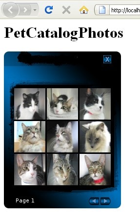 Pet Catalog UI in a Browser