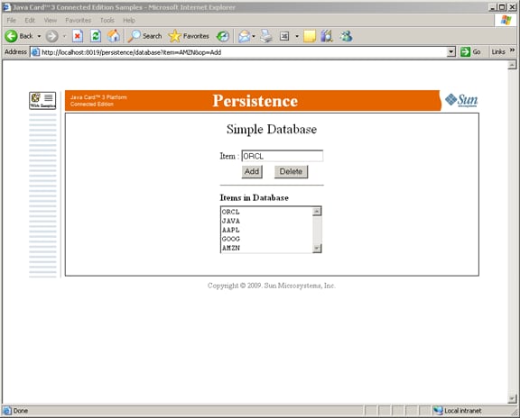 Figure 4. Adding My Favorite Stock Symbols to the PersistenceServlet.java