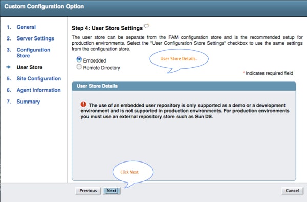 Figure 5: User Store Settings