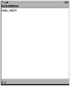 HelloMIDlet running on the emulator