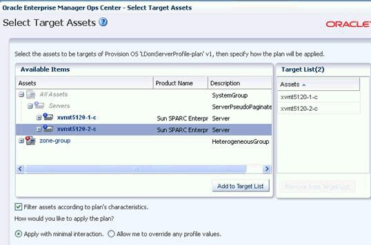 图 1 - 使用 Oracle Enterprise Manager Ops Center 供应 Oracle VM Server for SPARC