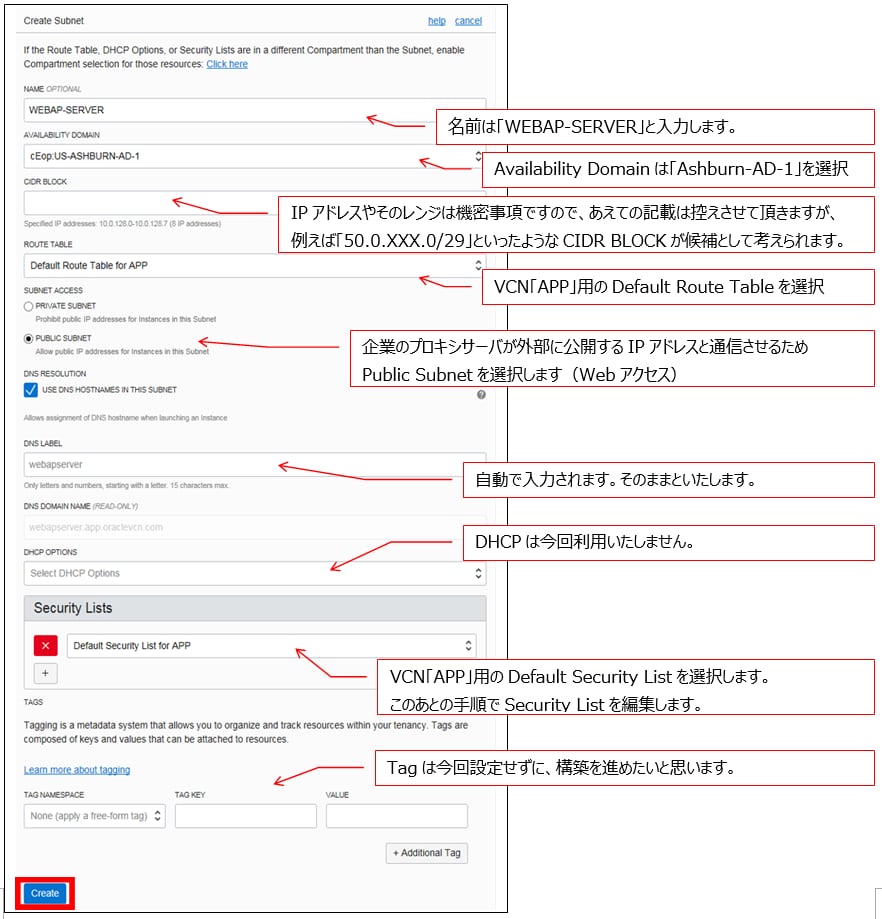 仮想クラウド・ネットワーク（VCN）の作成