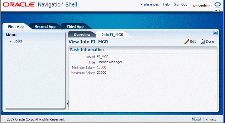 Detailed view of the selected record