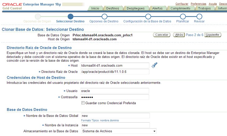 Caracter&iacute;sticas de destino