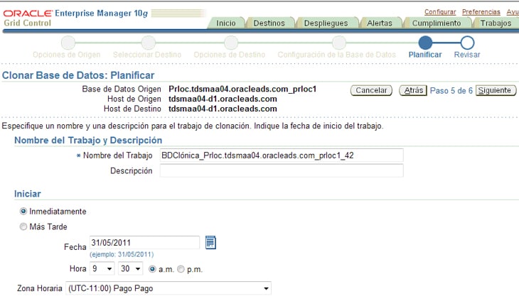 Planificaci&oacute;n de la ejecuci&oacute;n de la tarea, haga click en Siguiente
