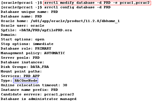 srvctl modify database