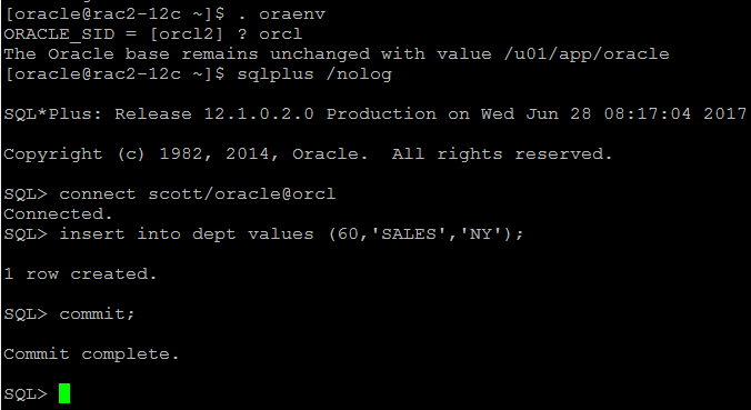 Teste a funcionalidade do Oracle GoldenGate com