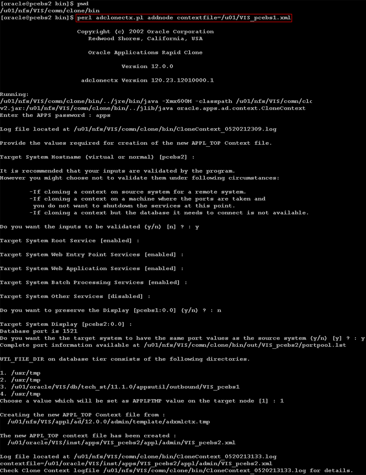 configuración para el nuevo servidor de aplicaciones