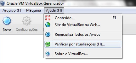 Verifique as atualizações disponíveis para o Oracle Virtualbox