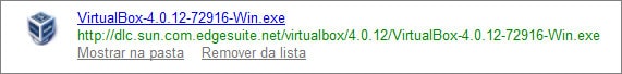 iniciar o download do novo executável do Oracle Virtualbox