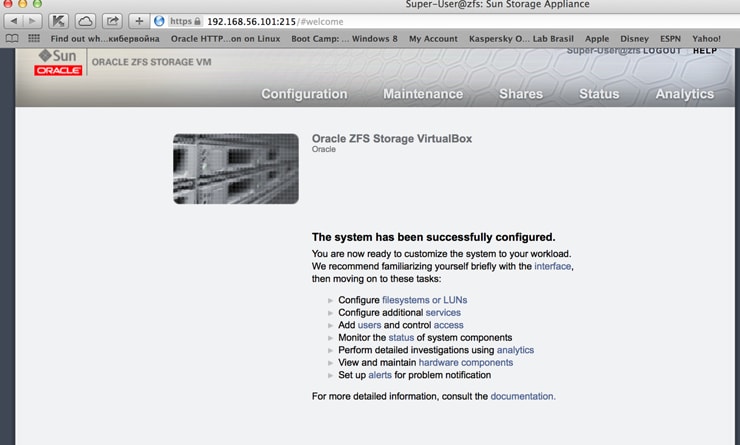 Instalação Oracle Database 12c sobre Oracle RAC 12c com ASM sobre Oracle Storage ZFS