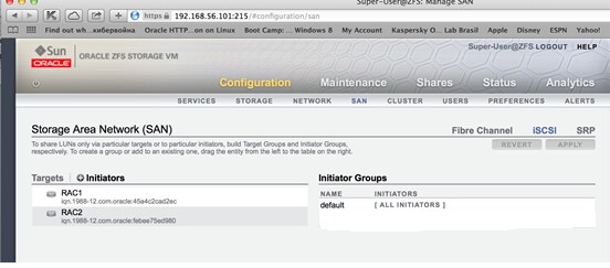 Instalação Oracle Database 12c sobre Oracle RAC 12c com ASM sobre Oracle Storage ZFS
