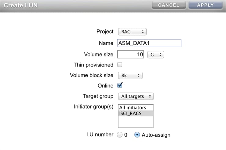 Instalação Oracle Database 12c sobre Oracle RAC 12c com ASM sobre Oracle Storage ZFS
