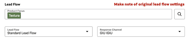 Screenshot MRM original lead flow settings