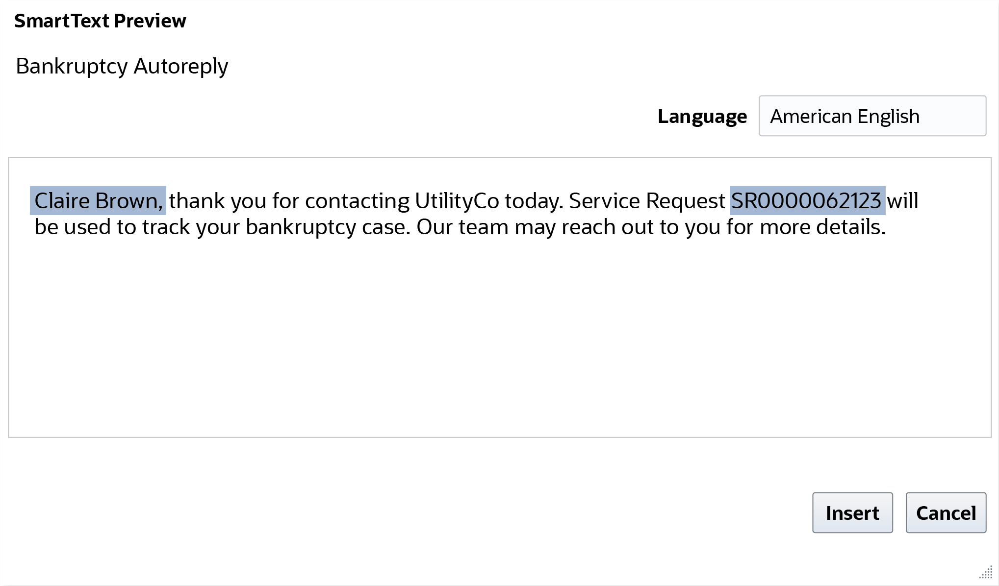 thank-you letter to Claire Brown